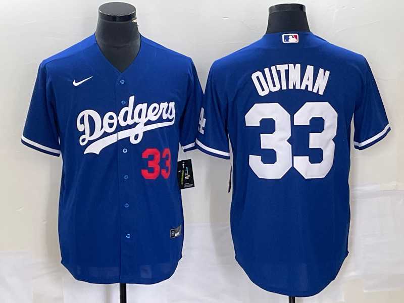 Men's Los Angeles Dodgers #33 James Outman Number Blue Cool Base Stitched Jersey
